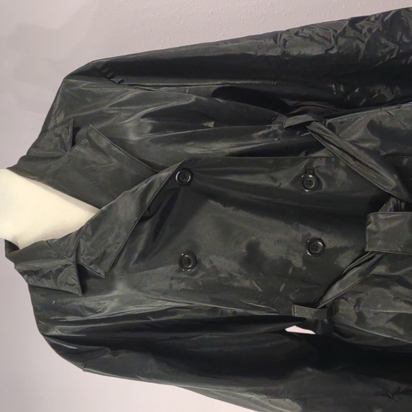 Black Button Up and Waist Tie Rain Jacket 20W Naji Sportswear - Picture 2 of 7